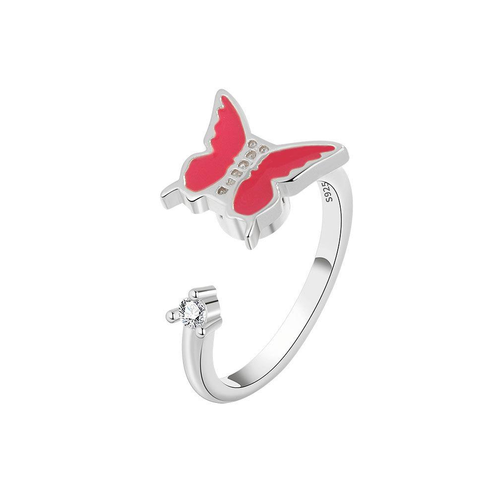 Fidget Spinner Ring Anxiety for Women Multiple Crystal Flower Eye Butterfly Animal Ring Rotate Anti Stress Wedding Jewerly