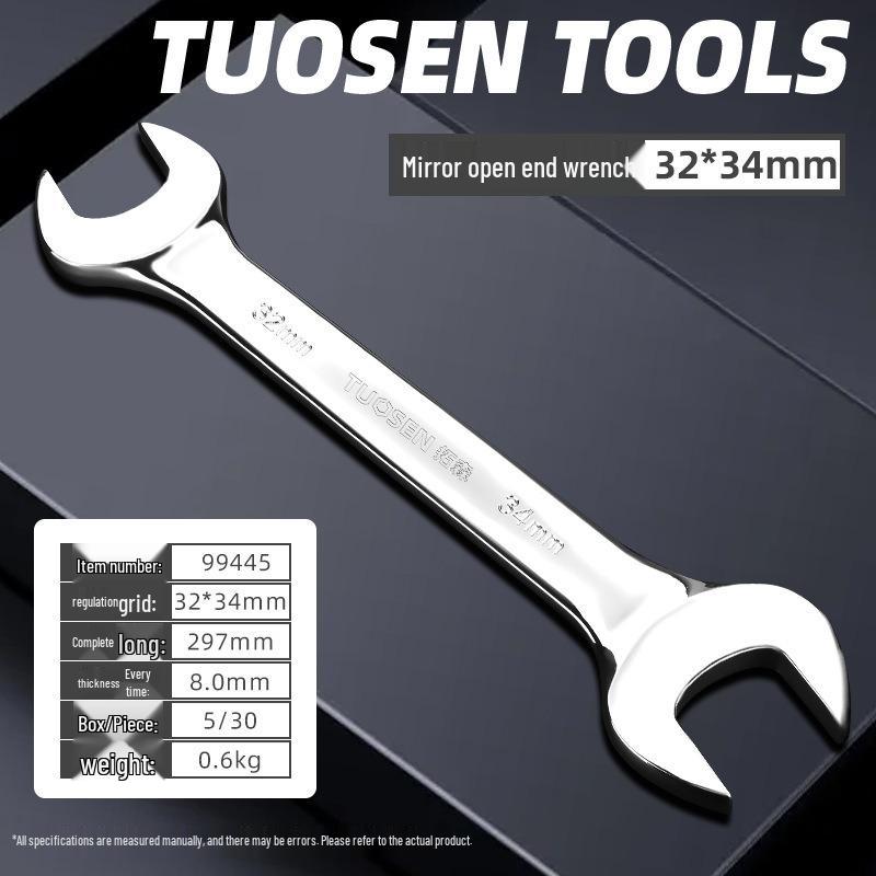 Metric Mirror Finish Double End High Hardness Open End Wrench - Multi-Spec Hand Tool