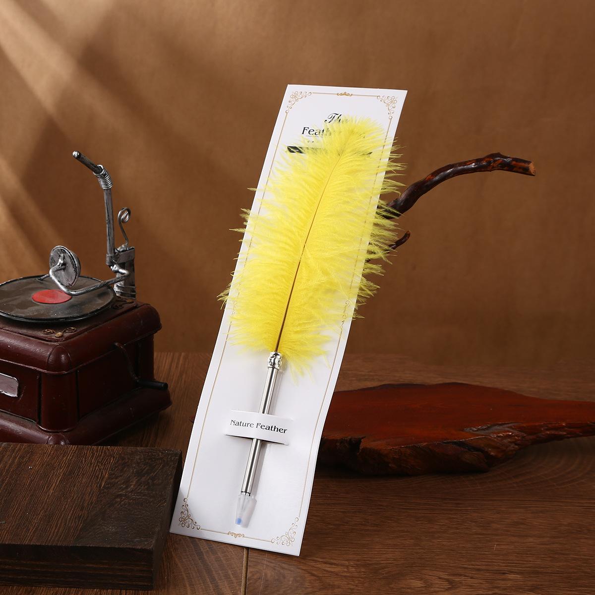 

Office Stationery Camel Black Feather Pen Neutral Pen Ballpoint Pen Christmas Gift Western Wedding Signature Pen Craft Pen 0.5mm жовтий