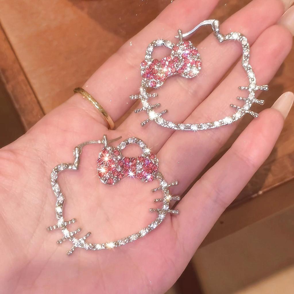 1 Pair Of Hollowed Out Cat Earrings, Fashionable And Cute Daily Wear Earrings, Surprise Gift For Girlfriend'S Birthday Anniversary