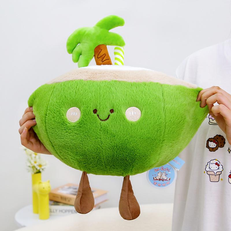 Site Dudu Cute Fruit Pillow Super Soft Plush Doll Strawberry Watermelon Coconut Simulation Pillow
