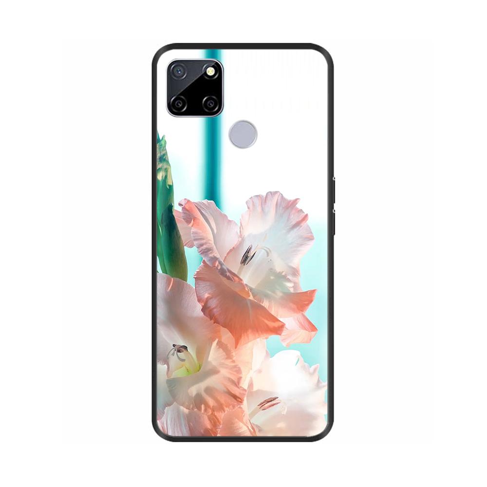 For Realme C25 Case C25s Soft Cute Cover for OPPO Realme C25Y C21Y Silicone Black TPU Phone Case For OPPO Realme C21 Flower Capa