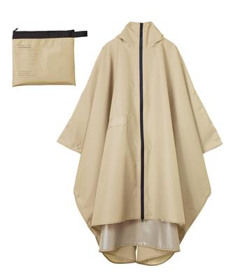 World Party IZA Regenjacke und Schlicht und mit Schirm und Perfekt für Outdoor und Wpc. Poncho, Beige, Herren Damen, Stilvoll, Groß, Kapuze,