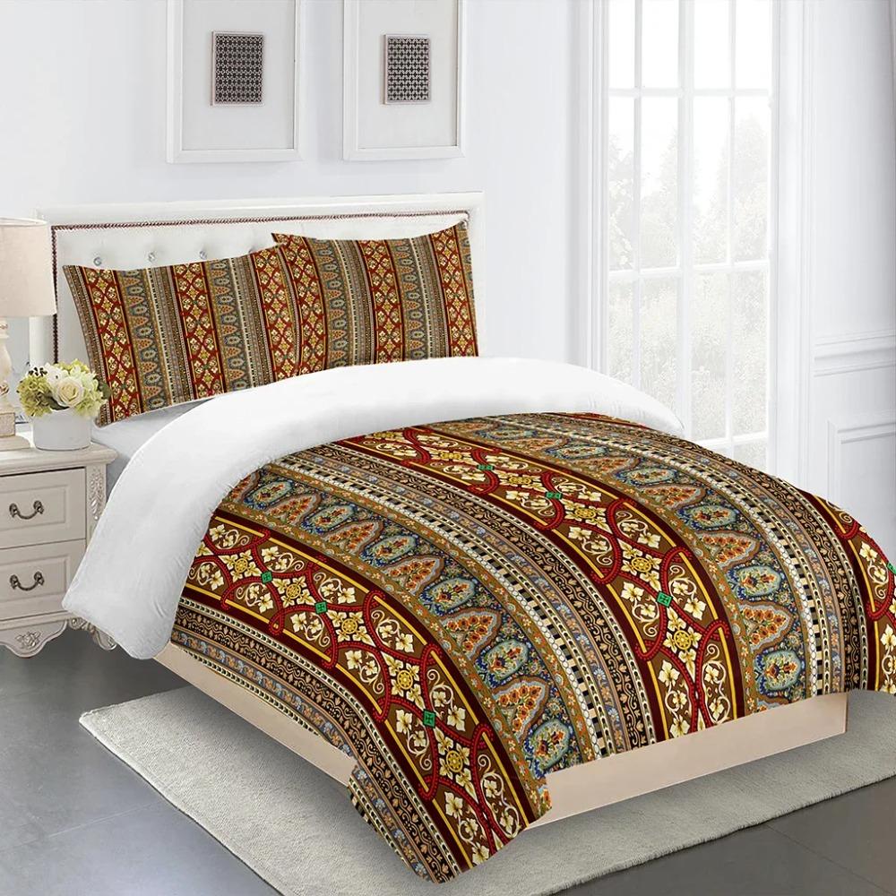 3D Deluxe Black Gold Striped Bedding Ethiopia Style Bed Three Sets Single Bed Double Bed Quilt Cover 2 Pillowcases