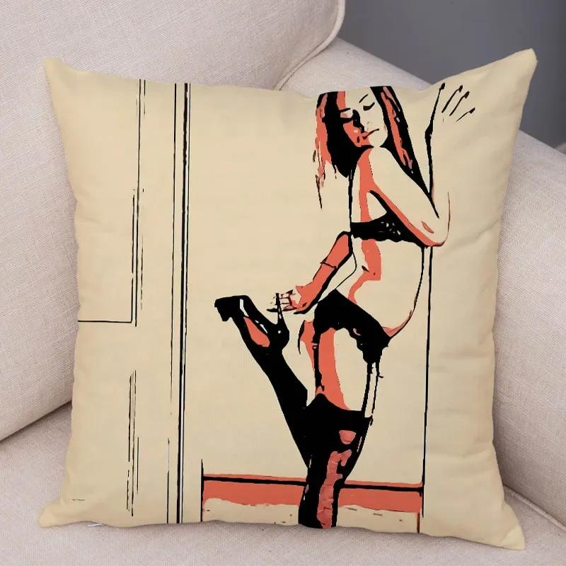 Home Decor Living Room Cartoon Sexy Lady Pillowcase Decoration Pretty Girl Ass Cushion Cover Sofa Car