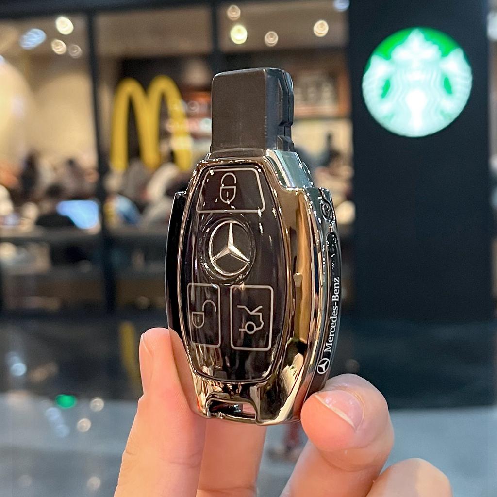 PZQ2 Car Key Bag Case Cover For Mercedes Benz 2023 2024 Glc300L Glc260L C260L C20 C Class Car Key Cover Suede Shell Protector Styling