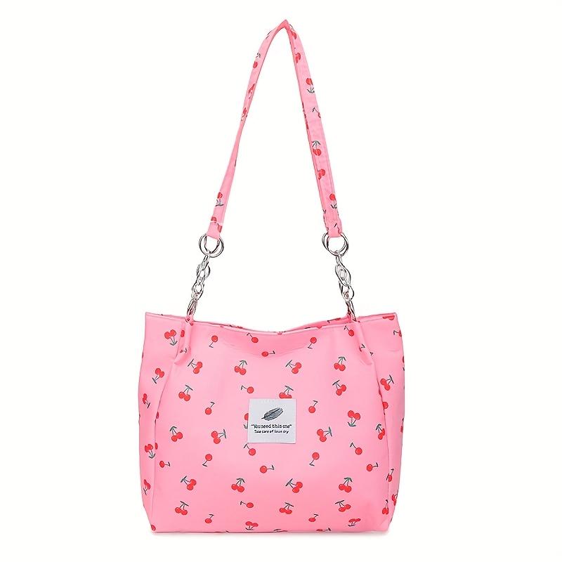 

Large Capacity Single Shoulder Bag Nylon Messenger Bag, Flowers Quilted Pattern, with Fixed Shoulder Straps, Zipper Closure, Casual Style розовый