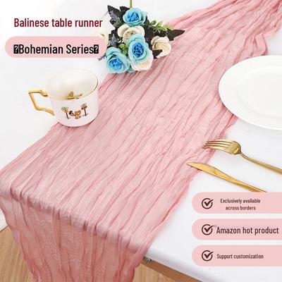 Böhmischer Bali-Gaze-Crinkle-Tischläufer für Hochzeiten und Partys
