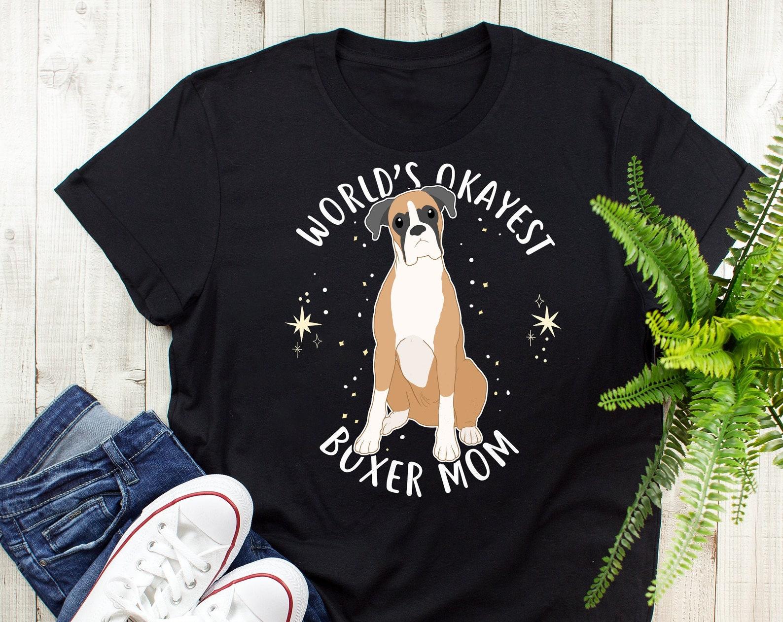 Boxer Shirt, , Funny Dog Lover Gift, Fawn Boxer Dog Mom, Cute Dog T-shirt, Boxer Mom Tshirt, Pet Tee, World s Best Mom, Pink, Blue 140