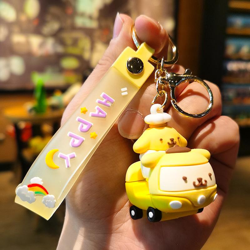 Tram Sanrio Kuromimi Keychain Cartoon Small Gift Doll Machine Car Keychain Gift Push Gift Cute Personalized Gifts Y2k Fashion