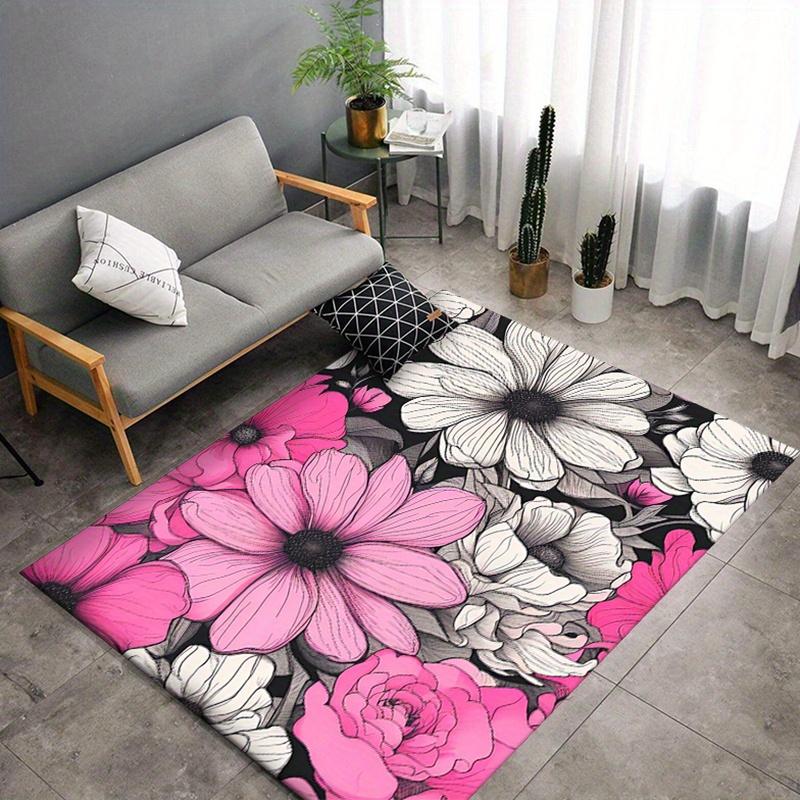 

Роскошный ковер с цветочным принтом - Нескользящий, мягкий полиэстеровый ковер для декора гостиной или спальни, напольный коврик Кристаллический велюр 50x80cm
