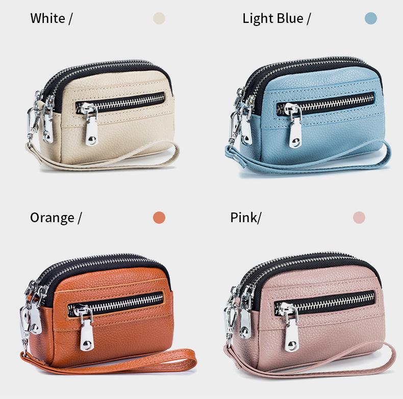 Women's Double Zipper Leather Clutch: Large Capacity Multifunctional Coin Purse & Small Handbag