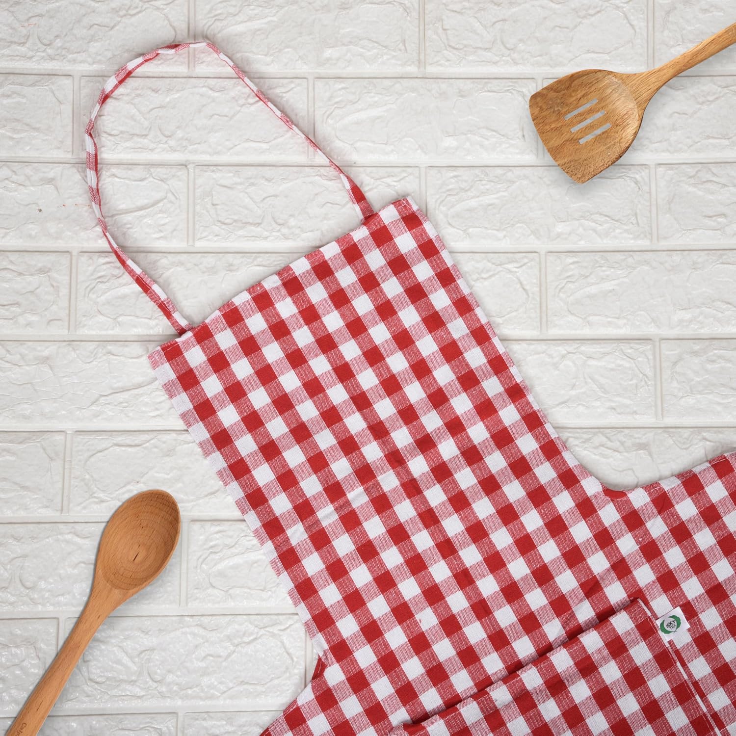 @ Multicolor Chef Apron One Pocket Check Red For Cooking UKZQ311 50%off