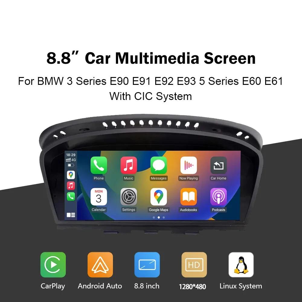 8,8-Zoll-Bildschirm, kabelloses CarPlay Android-Autoradio für BMW 3er 5er CIC E60/E61/E90/E91/E92/E93 2009-2010 Autoradio
