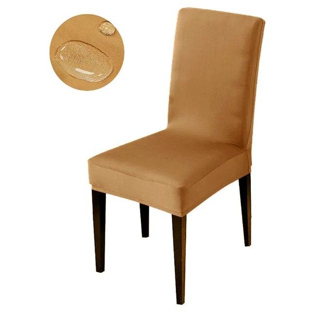 Waterproof Elastic Chair Cover Dining Room Solid Color Chair Slipcover Spandex Removable Chair Seat Cover for Kitchen Wedding