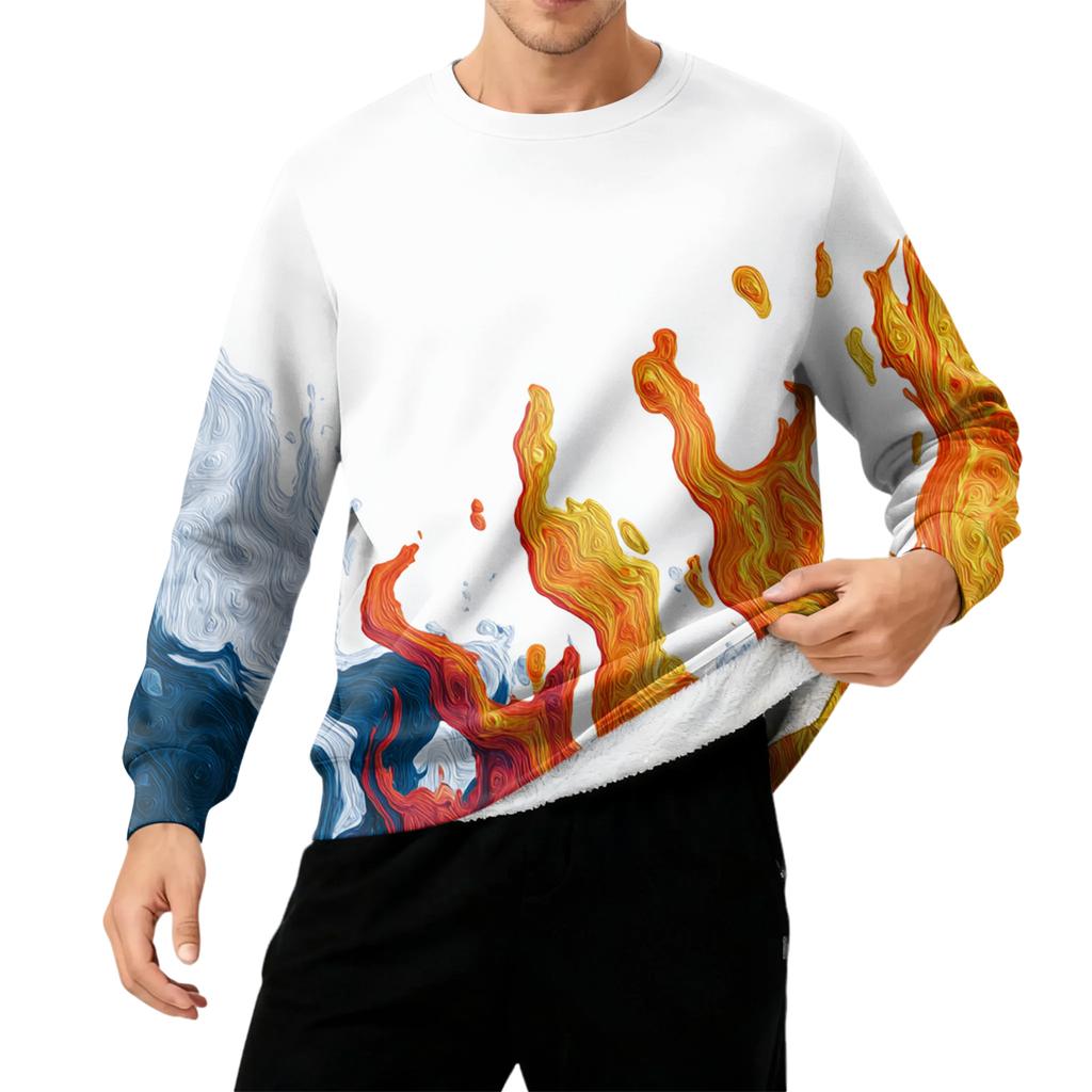 Herren Rundhals Fleecegefüttert Dick Warm Sweatshirt