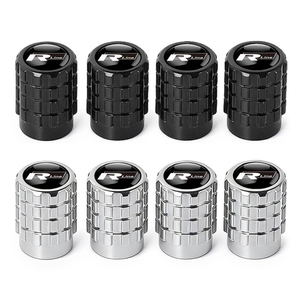 4PC Aluminium Car Tire Valve Stems Cap Gear-Shaped-Valve For Volkswagen TSI TDI R32 MK4 GTI Golf Polo Tiguan Passat Jetta Touran