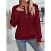 Ladies, Casual, Collar Zipper, Long Sleeved Hoodie, Women's Clothing, T-shirt