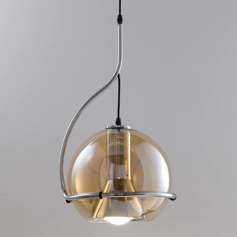 Amber Circle Glass Bauhaus Pendant Lamp Vintage Americano Restaurant Ristorante Hot Pot Regolabile Chandelier Led Bulb Luster