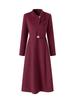 Elegant Woolen Skirted Dress with Waist-Cinch for Autumn/Winter