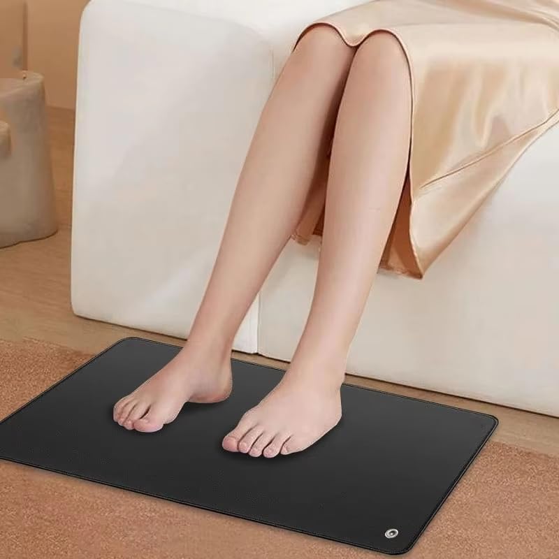 Tapis de Mise à la Terre Noir Multifonctionnel avec Fond Antidérapant pour Soulagement de la Douleur, Amélioration du Sommeil et Augmentation de l'Énergie