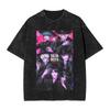 Südkorea Anime Saja Boys Kpop Dämonenjäger Grafikdruck T-Shirt Herren Damen Retro Gewaschene Baumwolle Rundhals Oberteil Locker Lässig Kurzarm Sommer Neues T-Shirt