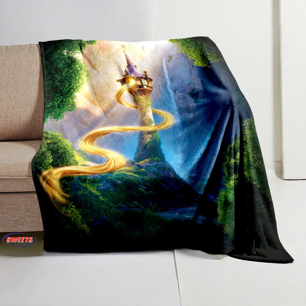 3D Classic Princess Rapunzel Cartoon Flannel Blanket for Bed Bedroom Sofa Picnic, Blanket for Cover Outdoor Leisure Nap Gifts