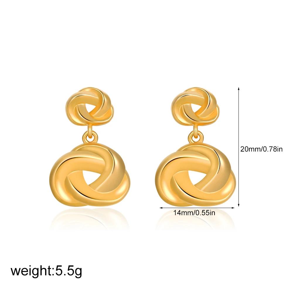 Classic Elegant Knotted Drop Earrings Hypoallergenic Gold Plated Chunky Geometric Knot Stud Earring Fashion Jewelry Party Gift