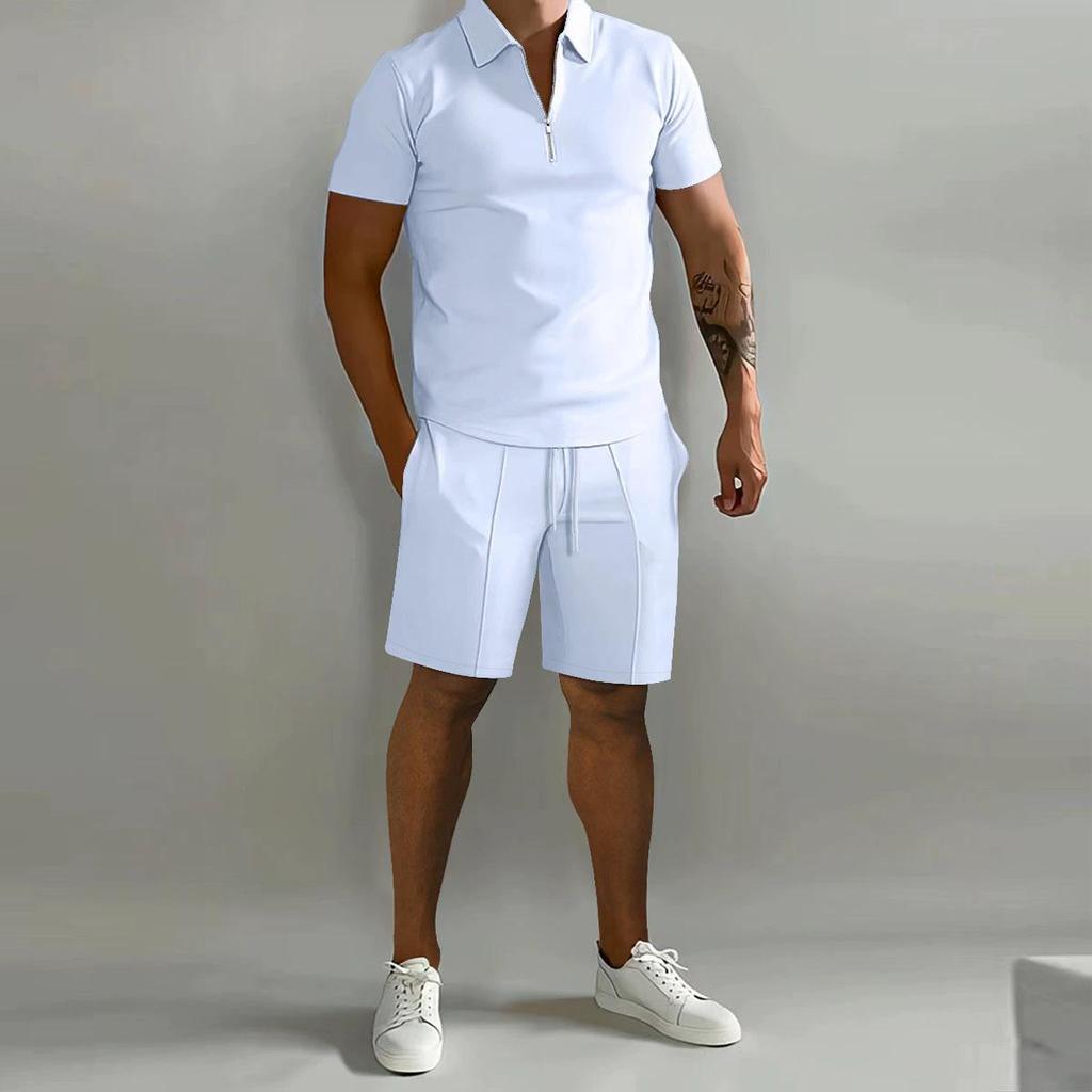 Summer Men's Casual Polo Shirt & Shorts Sports Set