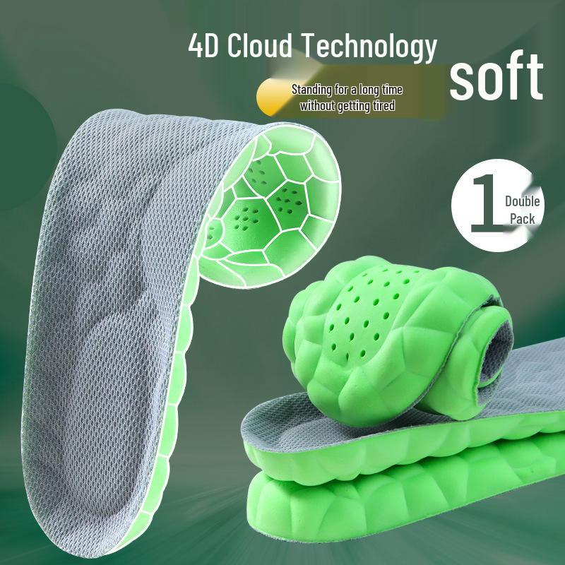 Bu Yun Deodorant Shock-Absorbing Sports Insoles - Sweat-Absorbing, 4D Massage, Soft, Comfortable, and Breathable for Men and Women