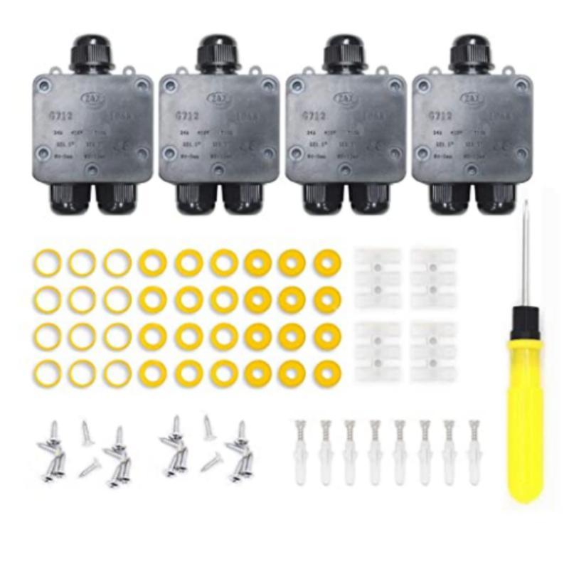 Ip68 3 Way Waterproof Junction Box Electrical Cable Wire Connectors 24A 450V External Electrical Junction Box