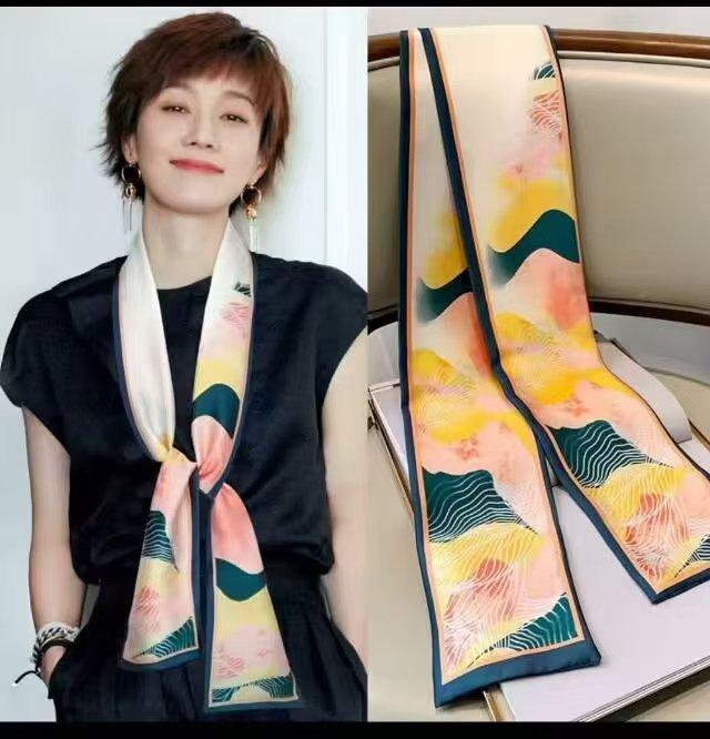 Big Brand Double-sided Printed Long Headband Silk Scarf Hin Scarf Ribbon Tie Bag Decoration Suit Scarf Waist Belt Multi Function