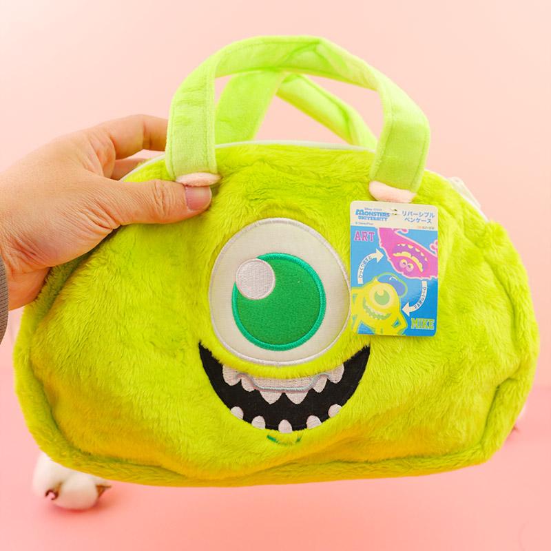 Kawaii Pluizige Knuffel Make-uptas Mike Wazowski Speelgoed Handtas Voor Vrouw Groen Schattig Pluche Cosmetica Draagbare Opbergtas Voor Meisjes