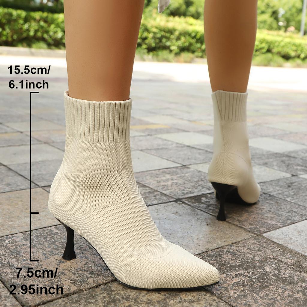 Fashion Women Knitting Sock Boots Elegant High Heels Shoes Woman Fashion Winter Sharp Pointed Thin Heel  Sexy Ankle Boots for Women