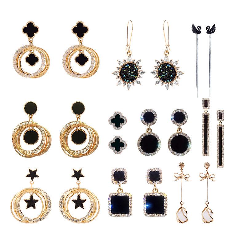 925 Silver Four-Leaf Clover Star Earrings, Korean Style, Slim Design for Women