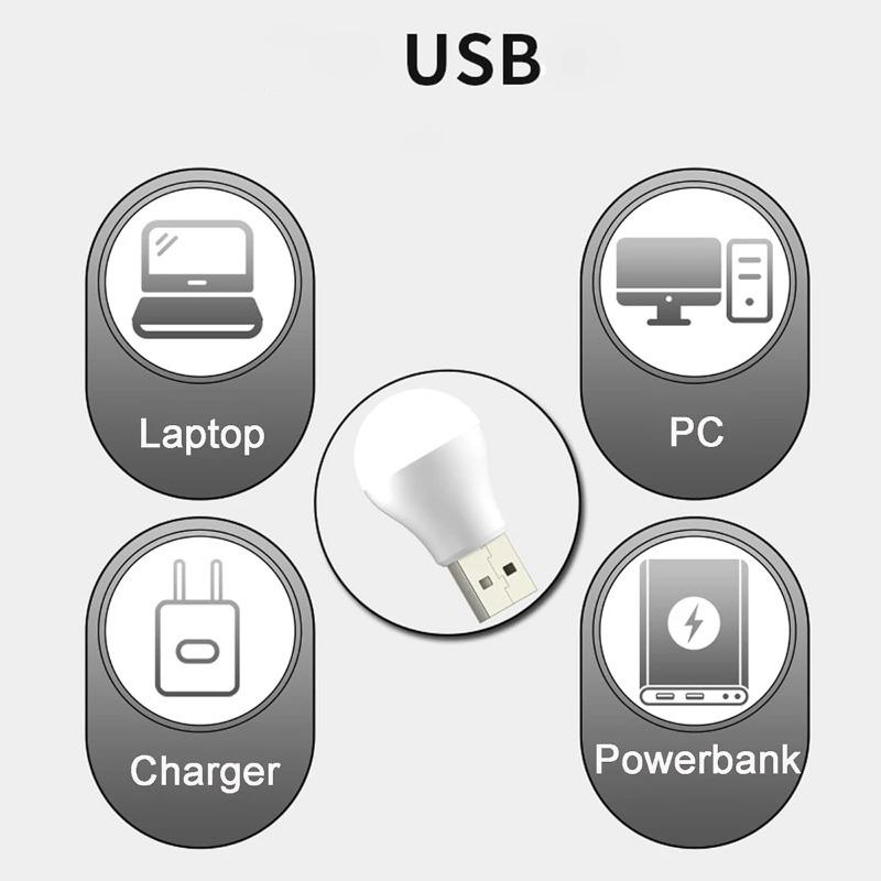 10 Packs Mini Portable Cool White USB LED Night Light, Eye Protection Book Reading Lamp, Interior Bedside Lighting Small Bedroom Room USB Plug Lamp