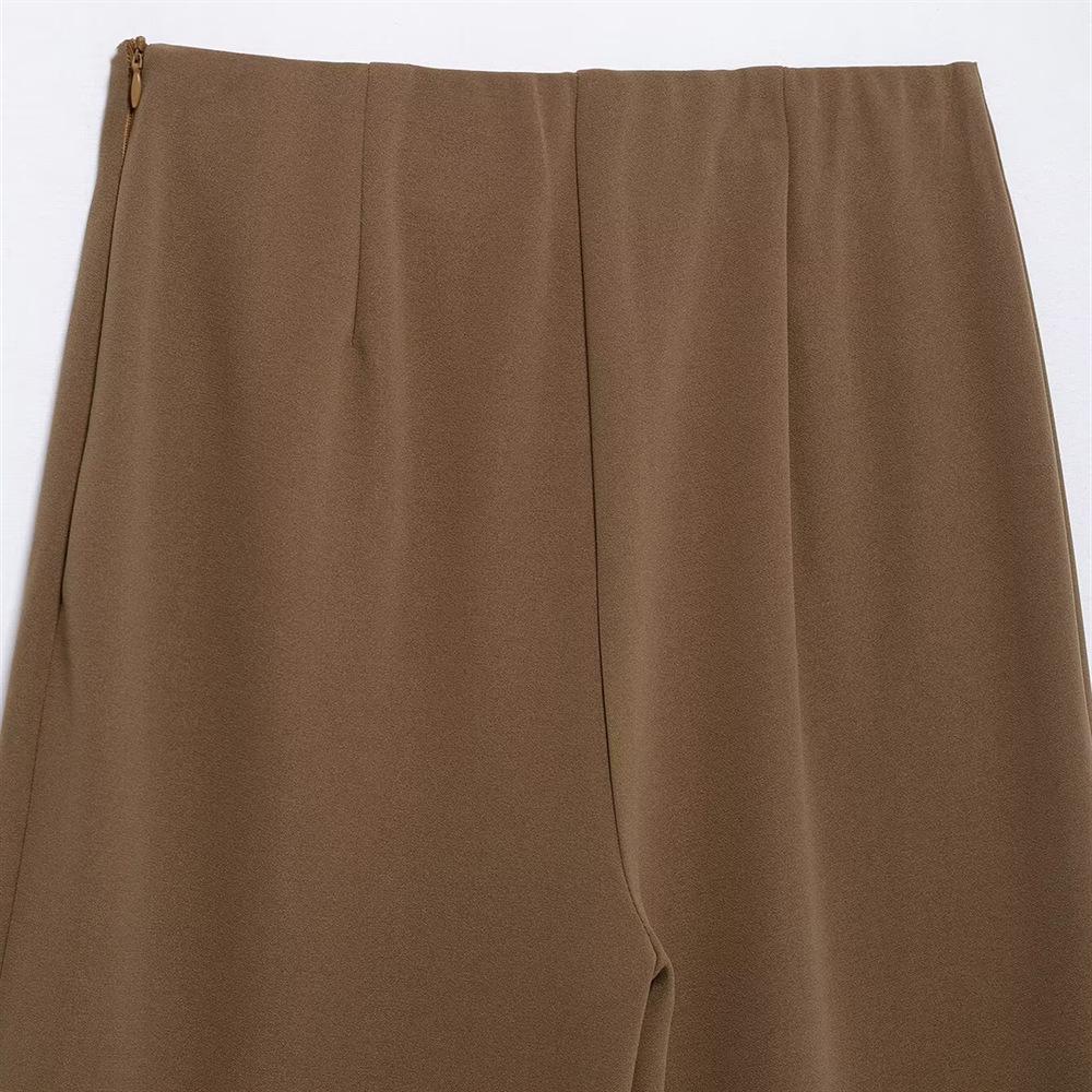 Spring 2025 Women's High-Waist Straight-Leg Casual Pants with Front Buttons