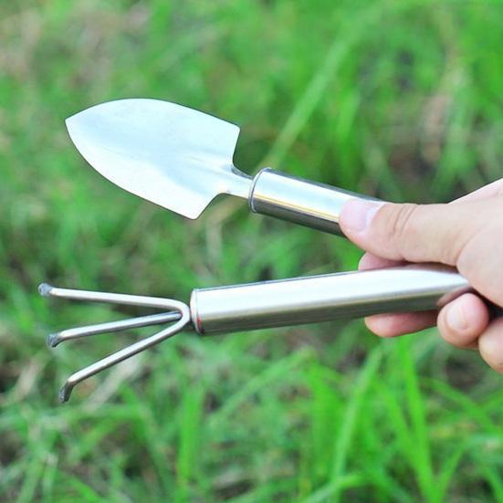 Stainless Steel Gardening Tool Small Garden Tool for Hand Rake Trowel Potted Plants Balcony Planting Transplanting