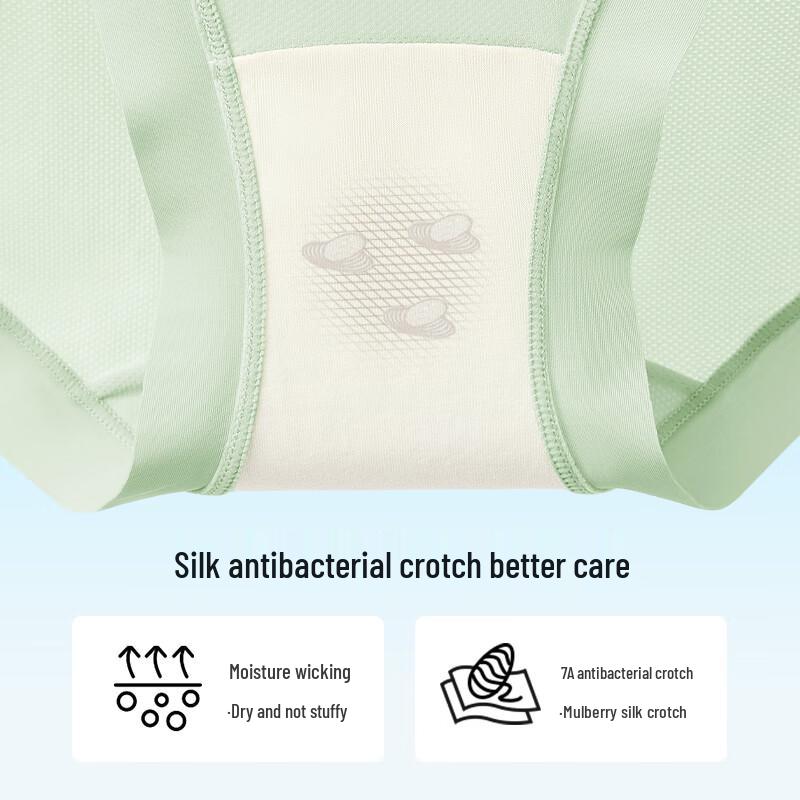 MeiyaTing Women's High-Waist Seamless Ice Silk Briefs