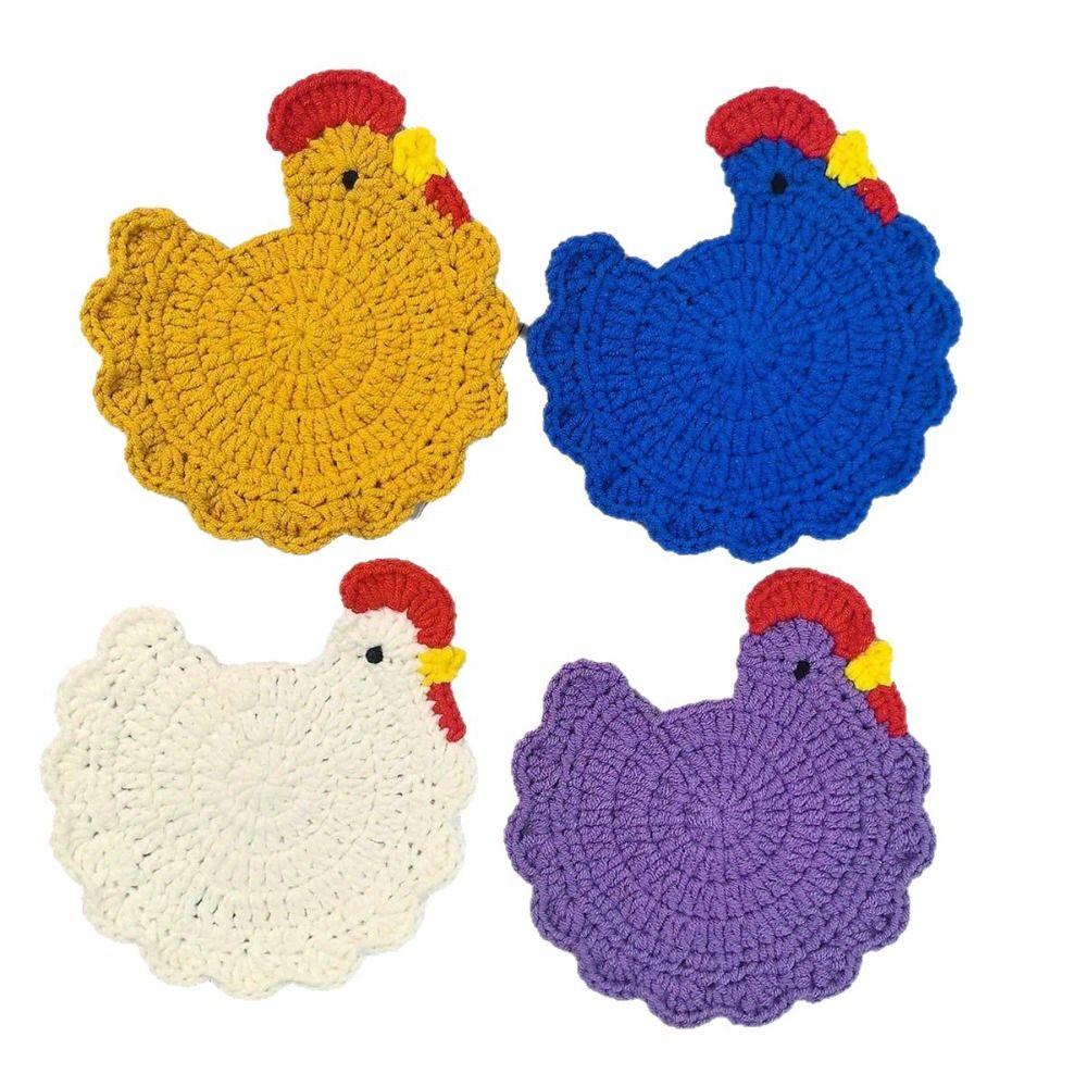 Cartoon Design Crochet Coaster Soft Fabric Insulation Placemat Woven Cup Mat  Halloween Decorative