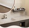 Punch-Free Gunmetal Bathroom Shelf: Wall-Mounted Storage for Vanity & Toilet