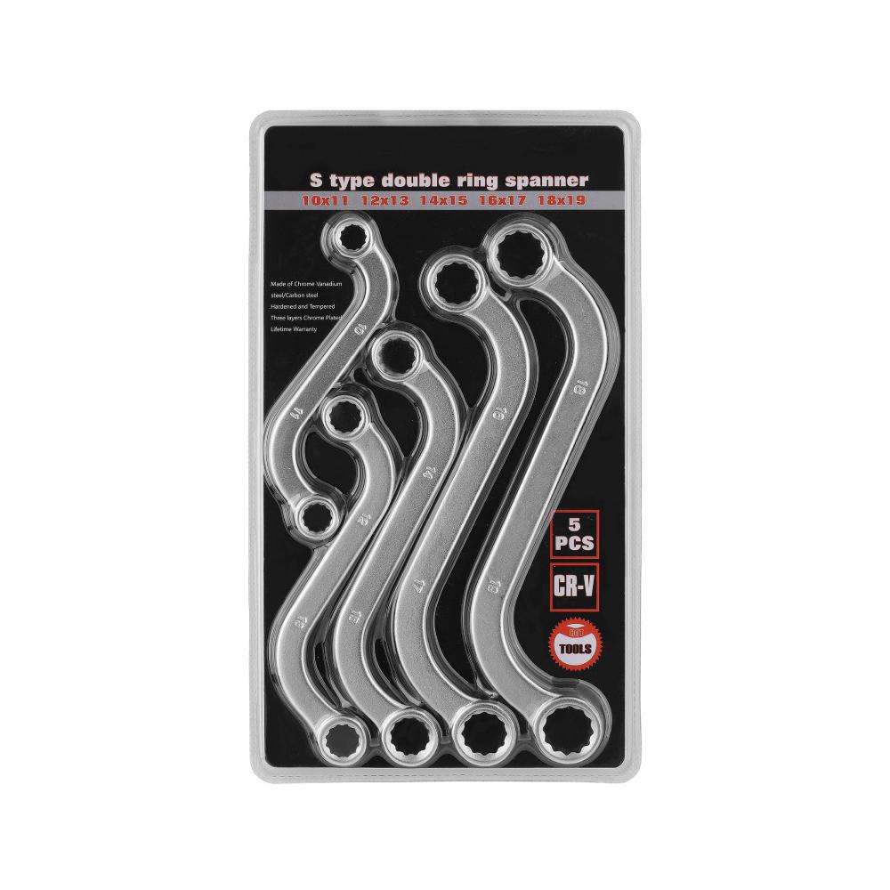 S-Shaped Wrench Set Special-Shaped Curved Box Wrench Set Twelve-Point Double-Head Fixed Head Wrench 5PCS Set серый