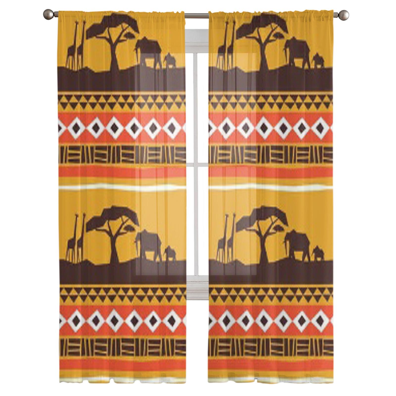 Тюлевые прозрачные шторы с африканским художественным узором для украшения гостиной — фото 5