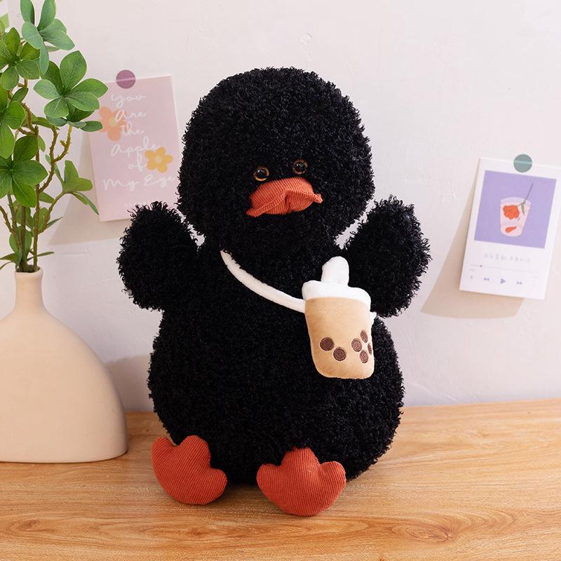 

Cute cute little duck doll plush toy duck doll children s company soothing rag doll birthday gift 25cm（0.2kg） чёрный