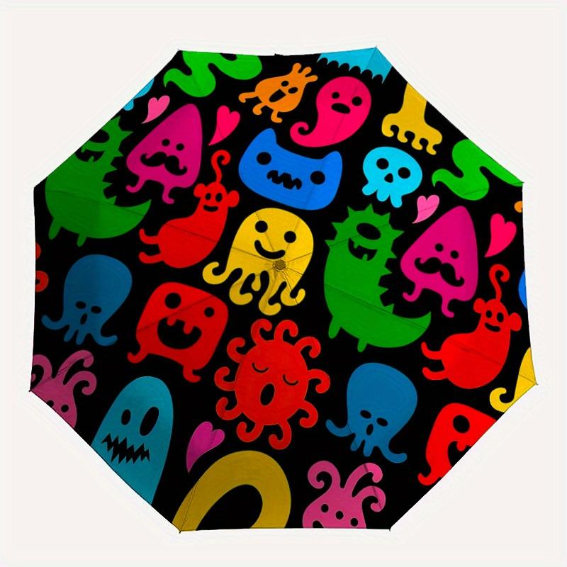 

1pc Colorful Creatures Automatic Open/Close Umbrella, Umbrella with cartoon Design, Portable Compact Umbrella for Men & Women, Good Holiday