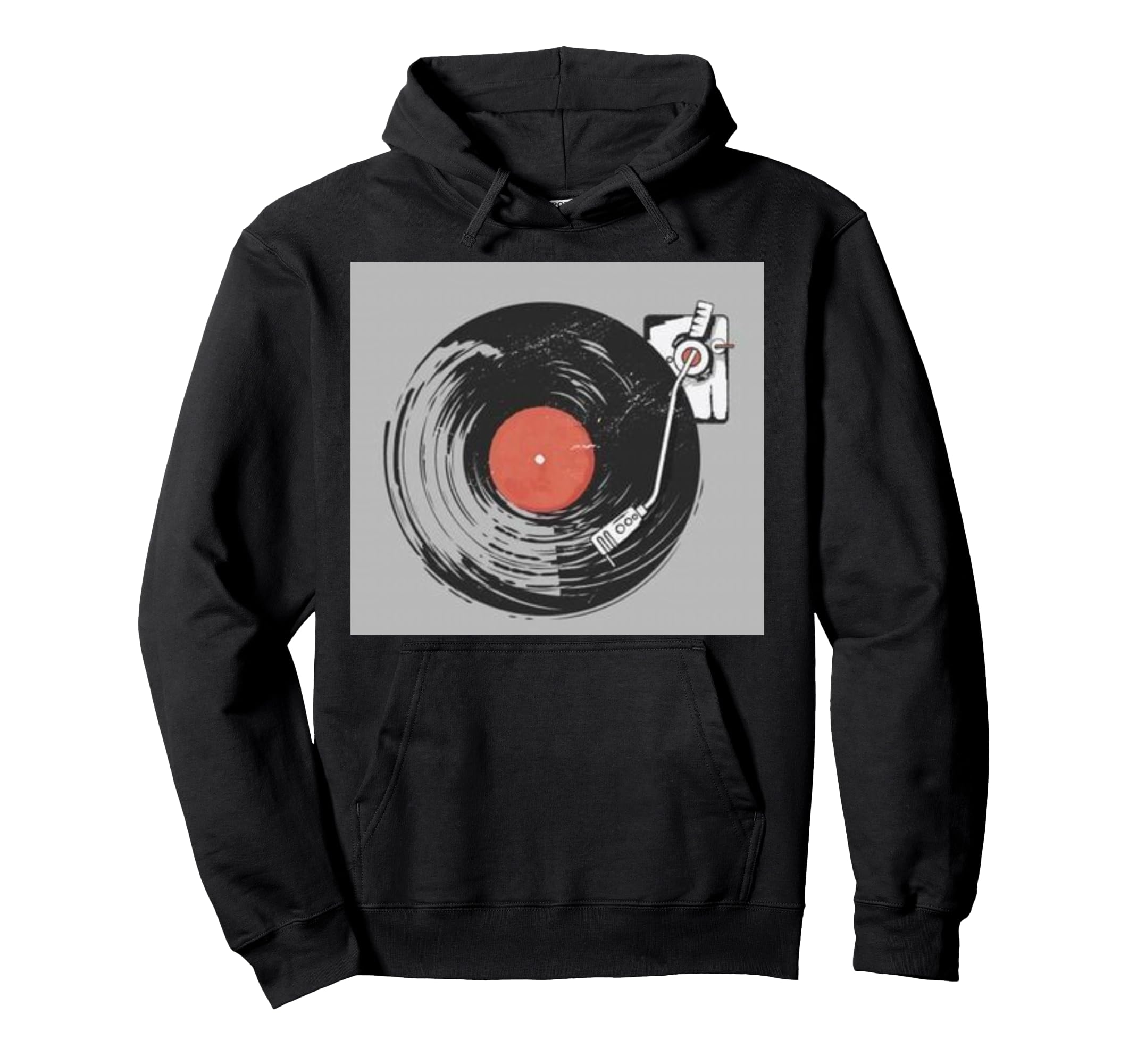 Винтажная виниловая пластинка ретро проигрыватель минималистичное искусство худи чёрный