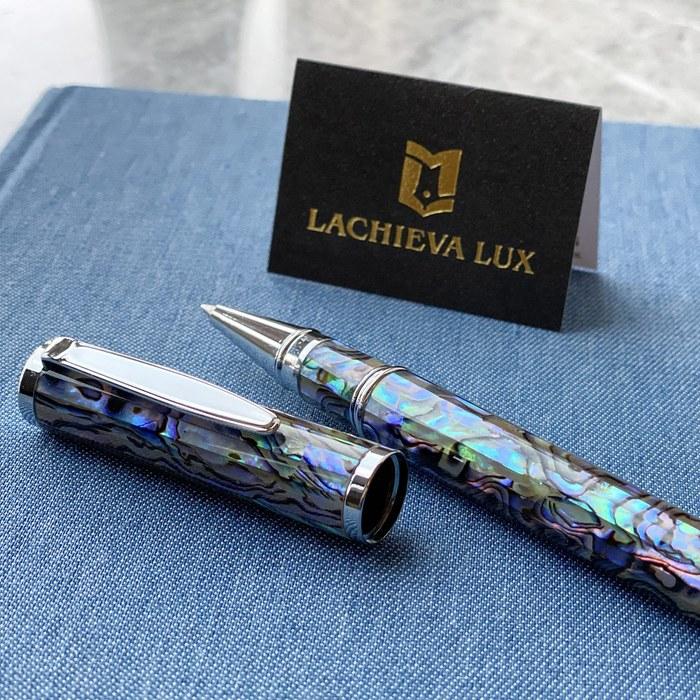 [Lachieva] Rollerball Pen Natural Shell Abalone German Nib Blue