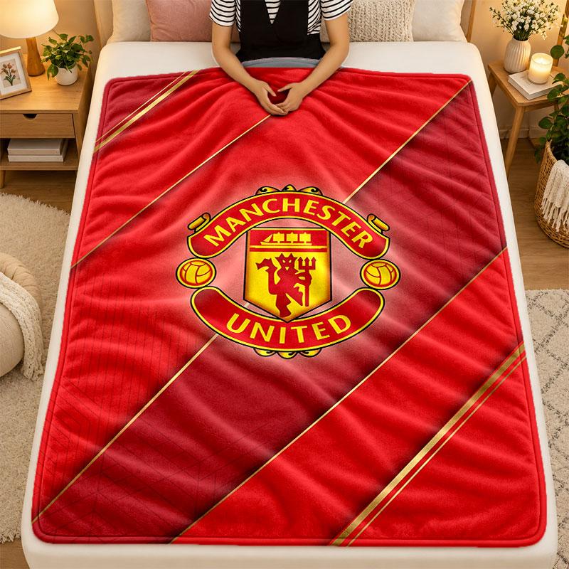 Flanel Battaniye Manchester United Sıcak Yumuşak Atkı Battaniye İç Mekan Kanepe Yatak Oturma Odası Kullanımı İçin