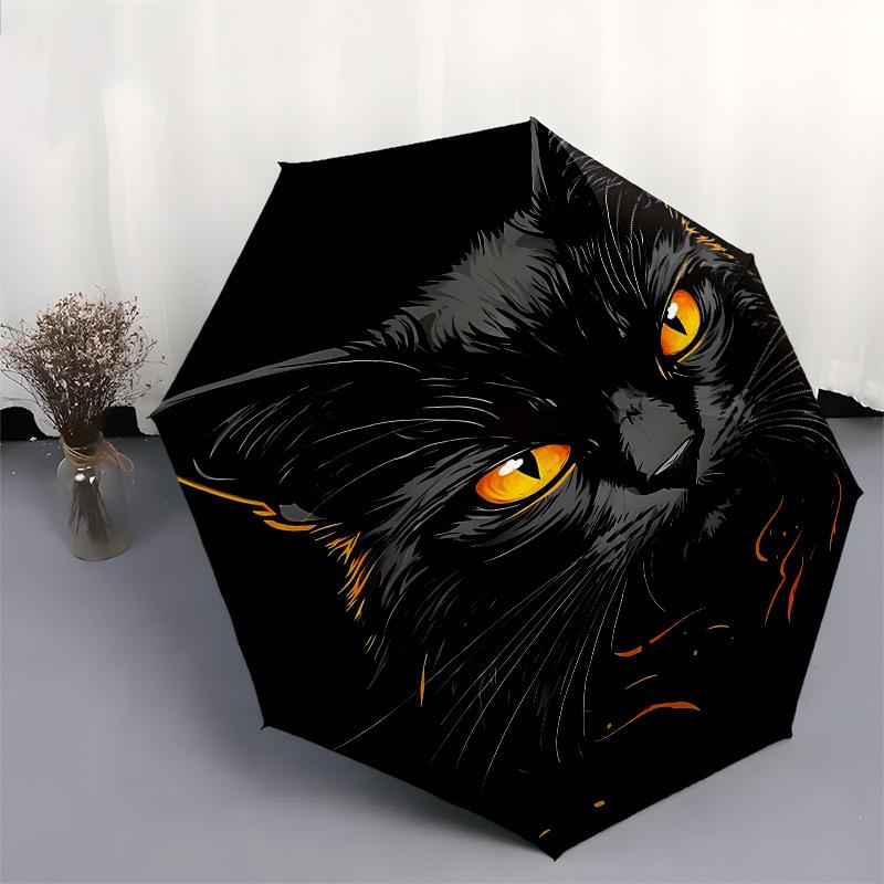 1pc Cat faceOpen/Close Umbrella-Windproof, Compact Travel Umbrella, Sturdy 8-Rib Shaft, Outdoor Accessory1187