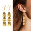 Three Layer Hollow Out Bell Tassels Bohemian Dangling Earrings Pair Made From Sturdy Alloy Versatile For Casual And Formal Wear